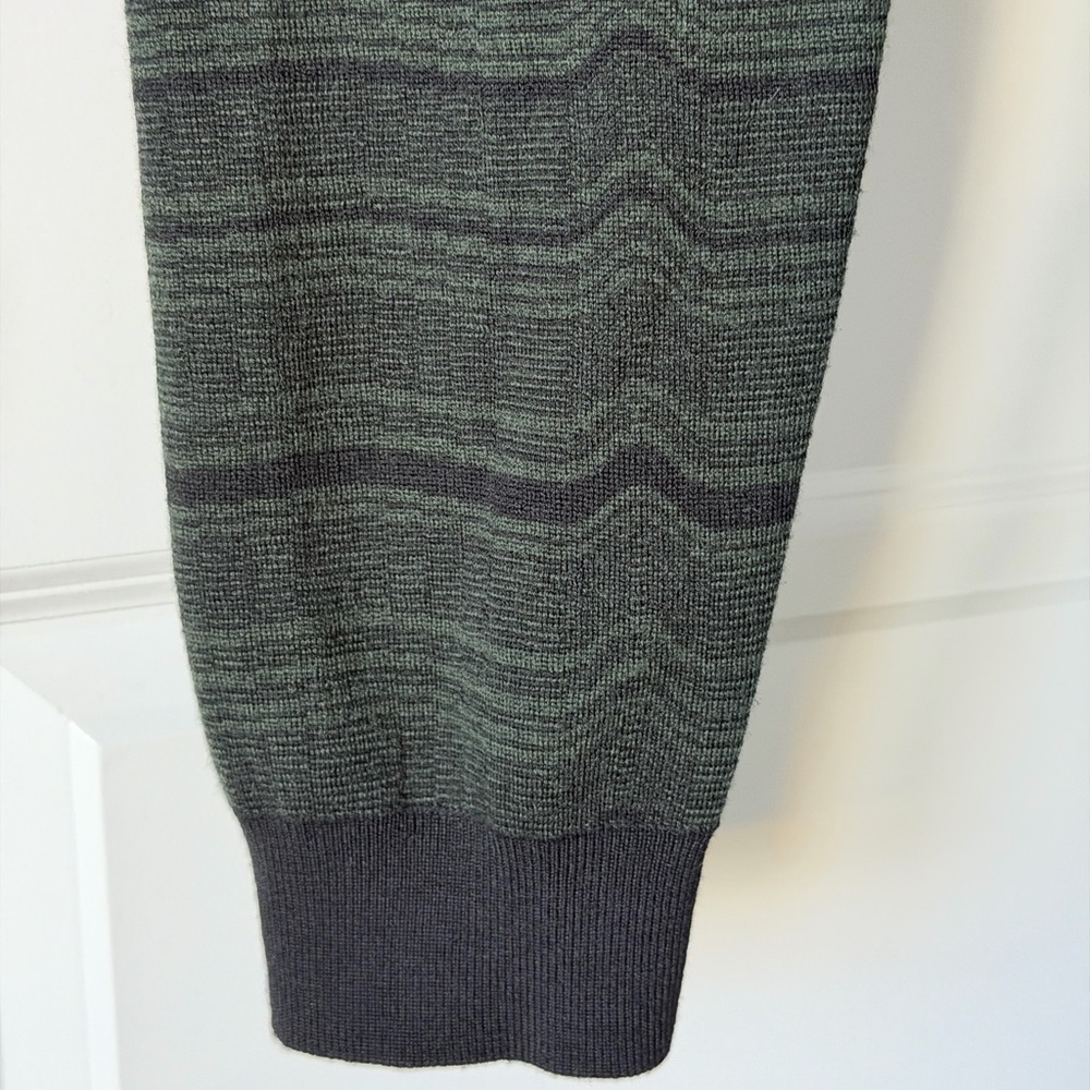 Mr P. Wool - Jacquard Green and Black Cardigan Sweater-Made in Italy - Picture 4 of 14